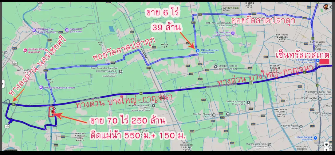 ขายที่ดิน เปล่า บางบัวทอง ถนน วัดต้นเชือก-ไทรน้อย 6 ไร่ ราคาดีมาก เหมาะกับ ซื้อเก็บ หรือ พํฒนาหมู่บ้าน 100 ตร.วา ได้เลย